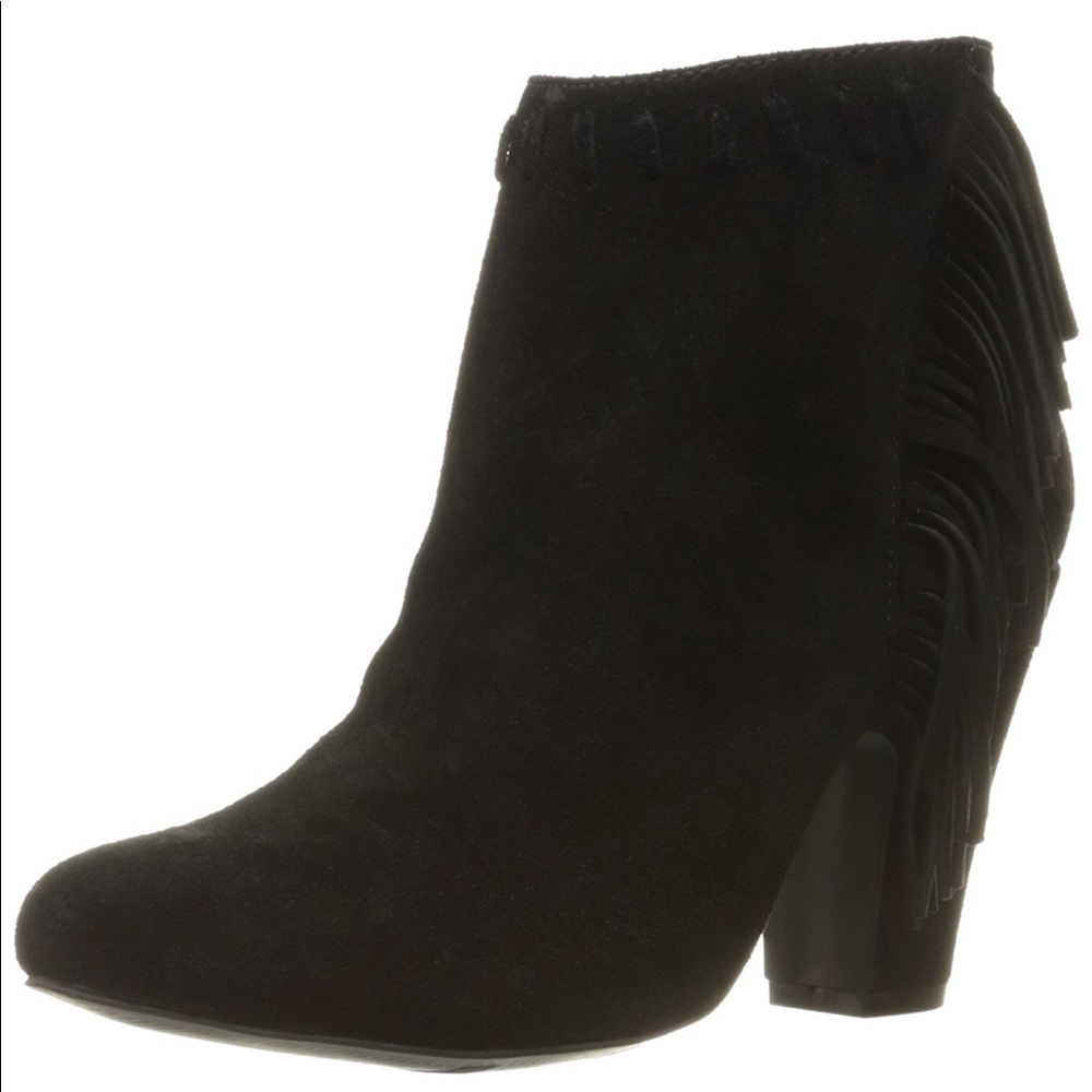Genuine Distressed Suede Fringe Boho Ankle Boots - Picture 12 of 13